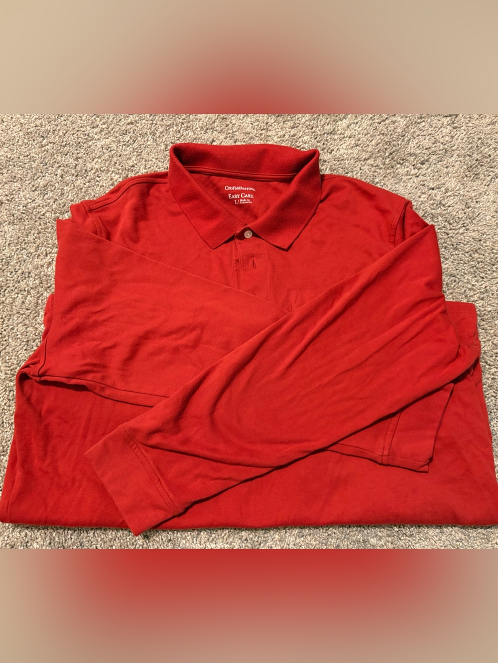 Men’s Burgundy Red Long-Sleeve Polo
